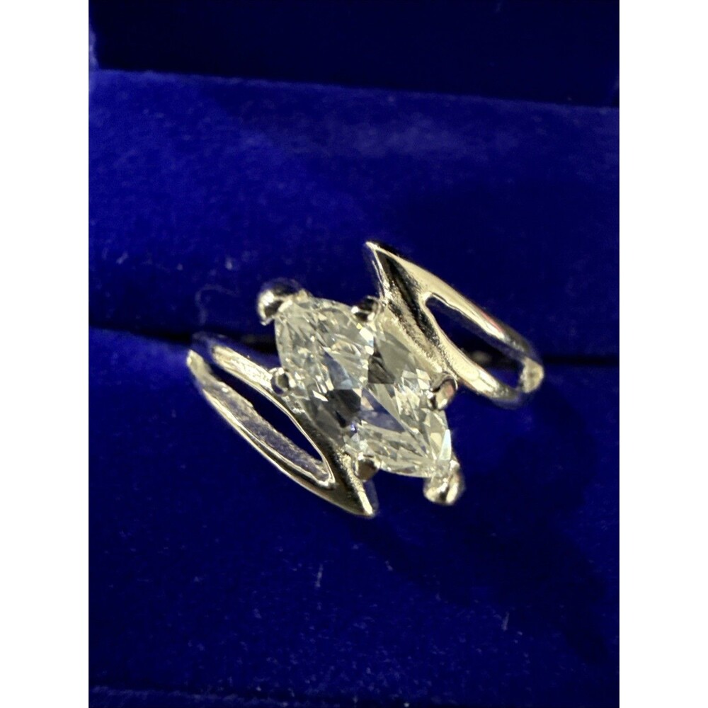 Marked Sterling Silver 925 Marquise Bypass Cubic Zirconia Size 11 Ring 3.19g